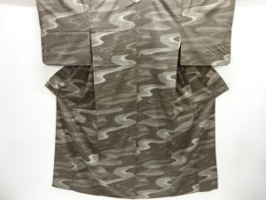 流水模様織り出し手織り紬着物